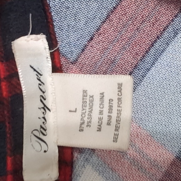 Passport Split Plaid Long Sleeve Button Up Size Large - Picture 2 of 5